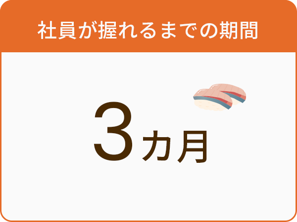 社員が握れるまでの期間3カ月